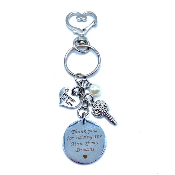 Mother In Law Keychain Bag Charm Thank You For Raising The Man Of My Dreams - Picture 1 of 7
